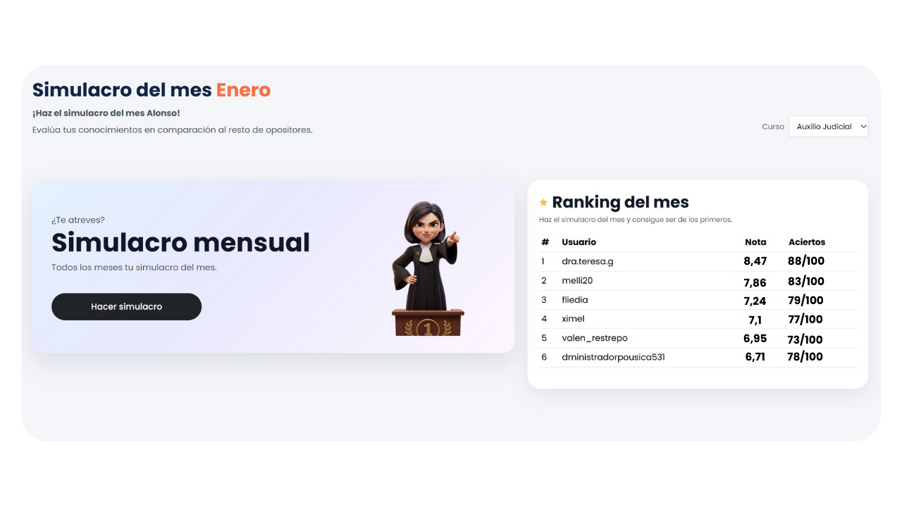 Simulacro Mensual para opositores