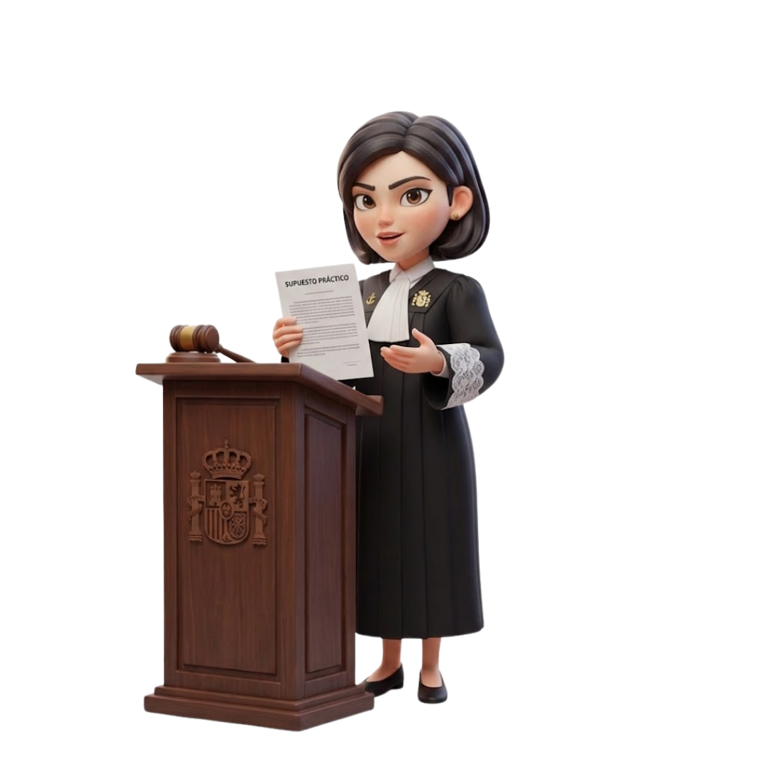 Opositora en el estrado leyendo un supuesto práctico.